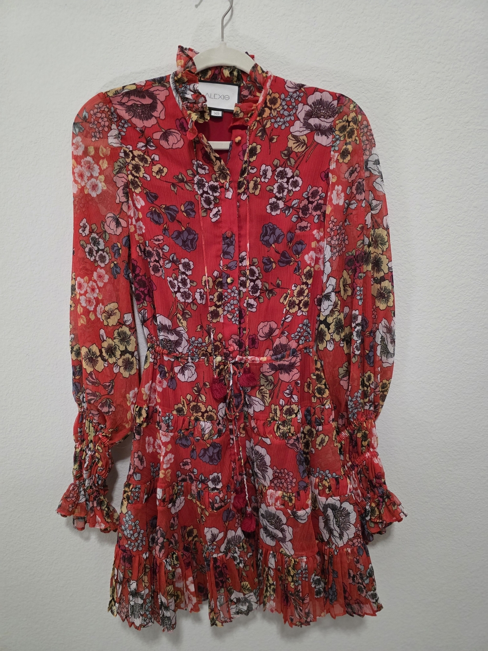 ALEXIS Red Floral Ruffle Mini Dress